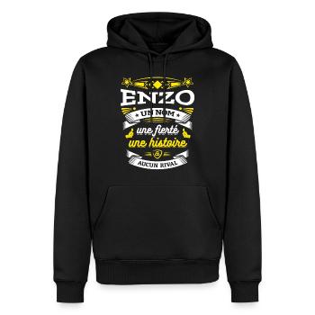 ENZO UN NOM UNE FIERTÉ AUCUN RIVAL - Sweat à capuche Premium bio Homme - noir - Devant - Nico (187cm)