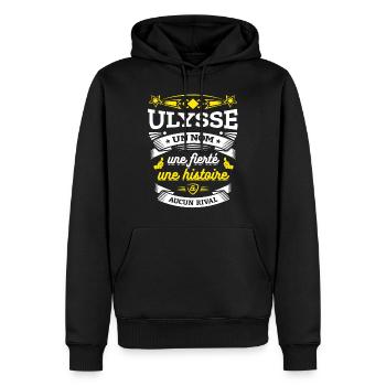 ULYSSE UN NOM UNE FIERTÉ AUCUN RIVAL - Sweat à capuche Premium bio Homme - noir - Devant - Nico (187cm)