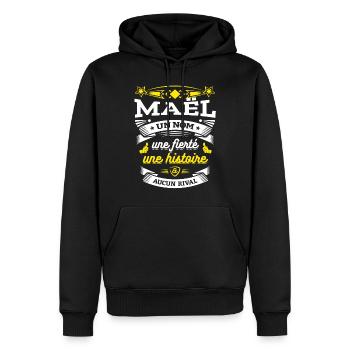 MAËL UN NOM UNE FIERTÉ AUCUN RIVAL - Sweat à capuche Premium bio Homme - noir - Devant - Nico (187cm)
