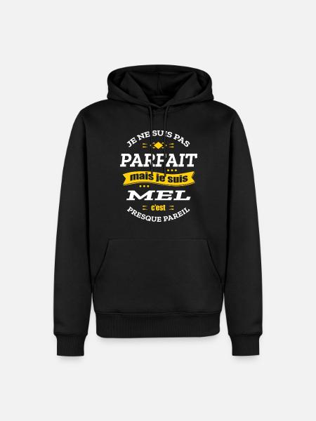 MEL PARFAIT - PRENOM MEL - Sweat à capuche Premium bio Homme - noir