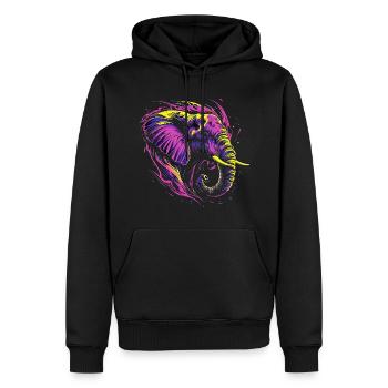 Elefant Afrika Safari Natur Wildnis Neon Bunt - Männer Premium Bio Hoodie - Schwarz - Vorne - Nico (187cm)