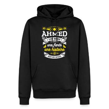 AHMED UN NOM UNE FIERTÉ AUCUN RIVAL - Sweat à capuche Premium bio Homme - noir - Devant - Nico (187cm)