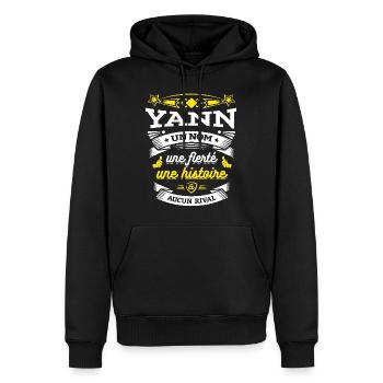 YANN UN NOM UNE FIERTÉ AUCUN RIVAL - Sweat à capuche Premium bio Homme - noir - Devant - Nico (187cm)