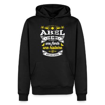 ABEL UN NOM UNE FIERTÉ AUCUN RIVAL - Sweat à capuche Premium bio Homme - noir - Devant - Nico (187cm)