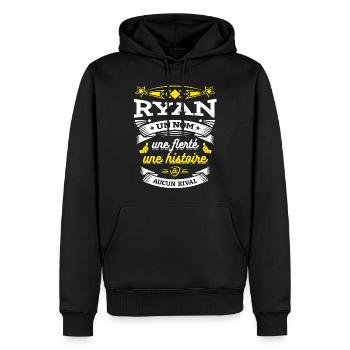RYAN UN NOM UNE FIERTÉ AUCUN RIVAL - Sweat à capuche Premium bio Homme - noir - Devant - Nico (187cm)