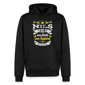 NILS UN NOM UNE FIERTÉ AUCUN RIVAL - Sweat à capuche Premium bio Homme - noir - Devant - Nico (187cm)