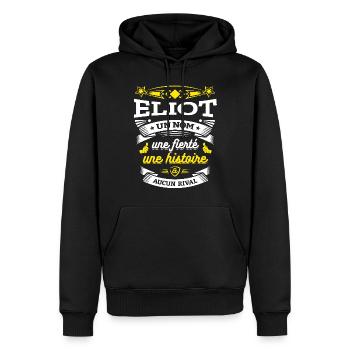 ELIOT UN NOM UNE FIERTÉ AUCUN RIVAL - Sweat à capuche Premium bio Homme - noir - Devant - Nico (187cm)