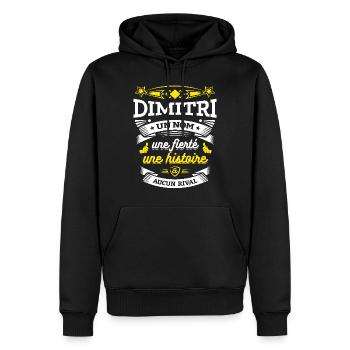 DIMITRI UN NOM UNE FIERTÉ AUCUN RIVAL - Sweat à capuche Premium bio Homme - noir - Devant - Nico (187cm)