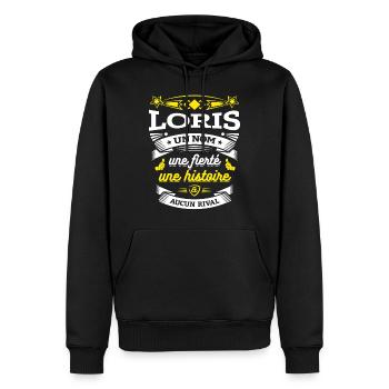 LORIS UN NOM UNE FIERTÉ AUCUN RIVAL - Sweat à capuche Premium bio Homme - noir - Devant - Nico (187cm)