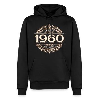 Limited Edition 1960's Vintage Birthday Gift - Men’s Premium Organic Hoodie - black - Front - Nico (187cm)