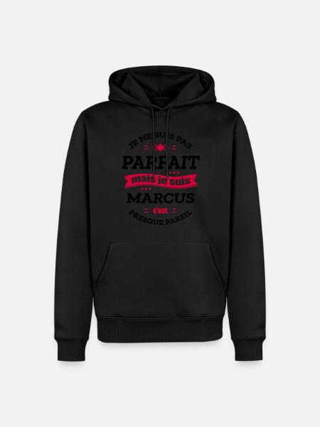 MARCUS PARFAIT - PRENOM MARCUS - Sweat à capuche Premium bio Homme - noir