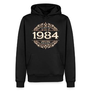 Limited Edition 1984 Vintage Birthday Gift - Men’s Premium Organic Hoodie - black - Front - Nico (187cm)