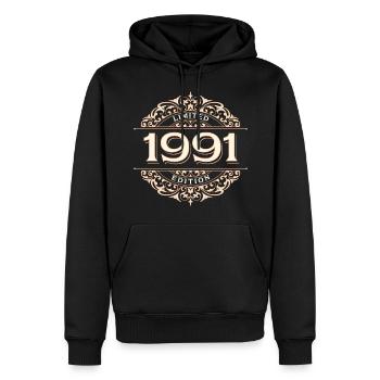 Limited Edition 1991 Vintage Geburtstag Geschenk - Männer Premium Bio Hoodie - Schwarz - Vorne - Nico (187cm)