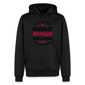 ORLANDO PARFAIT - PRENOM ORLANDO - Sweat à capuche Premium bio Homme - noir - Devant - Nico (187cm)