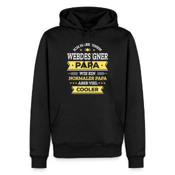 WEBDESIGNER PAPA: COOL, DIGITAL, INNOVATIV - Männer Premium Bio Hoodie - Schwarz - Vorne - Nico (187cm)
