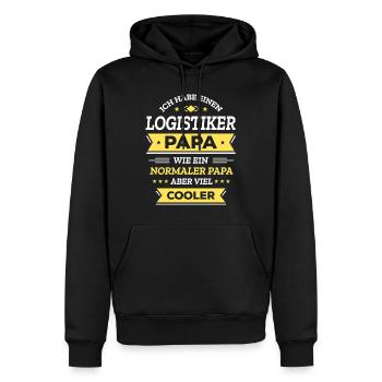 LOGISTIKER PAPA: GEBURTSTAG WEIHNACHTEN VATERTAG - Männer Premium Bio Hoodie - Schwarz - Vorne - Nico (187cm)