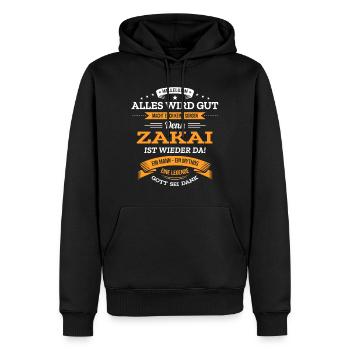 ALLES WIRD GUT, DIE LEGENDE ZAKAI IST DA - Männer Premium Bio Hoodie - Schwarz - Vorne - Nico (187cm)