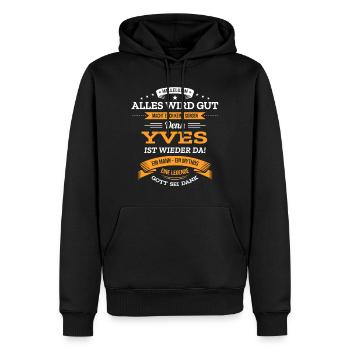 ALLES WIRD GUT, DIE LEGENDE YVES IST DA - Männer Premium Bio Hoodie - Schwarz - Vorne - Nico (187cm)