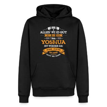 ALLES WIRD GUT, DIE LEGENDE YOSHUA IST DA - Männer Premium Bio Hoodie - Schwarz - Vorne - Nico (187cm)