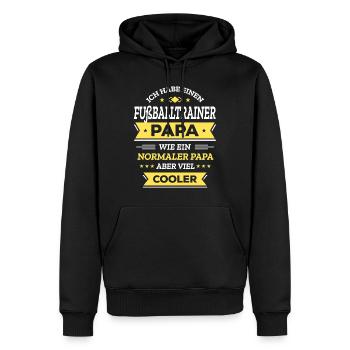 FUSSBALLTRAINERPAPA VATERTAG WEIHNACHTENGEBURTSTAG - Männer Premium Bio Hoodie - Schwarz - Vorne - Nico (187cm)