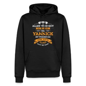 ALLES WIRD GUT, DIE LEGENDE YANNICK IST DA - Männer Premium Bio Hoodie - Schwarz - Vorne - Nico (187cm)