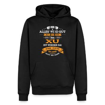 ALLES WIRD GUT, DIE LEGENDE XU IST DA - Männer Premium Bio Hoodie - Schwarz - Vorne - Nico (187cm)