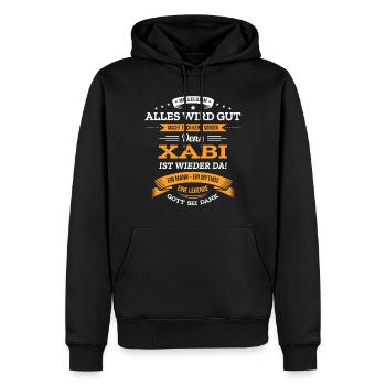 ALLES WIRD GUT, DIE LEGENDE XABI IST DA - Männer Premium Bio Hoodie - Schwarz - Vorne - Nico (187cm)