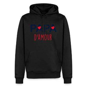 Papa d'amour Le Seul Celui Qui Déchire - Sweat à capuche Premium bio Homme - noir - Devant - Nico (187cm)