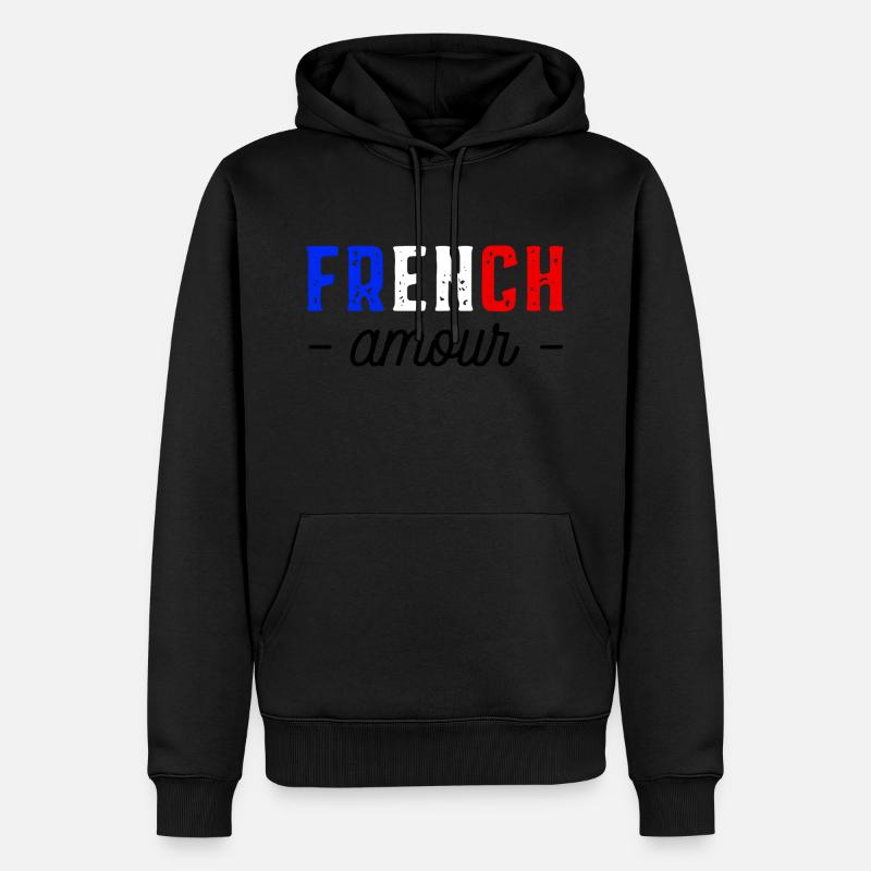 French amour - Sweat à capuche Premium bio Homme - noir