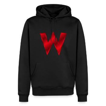 Rotes W - Männer Premium Bio Hoodie - Schwarz - Vorne - Nico (187cm)