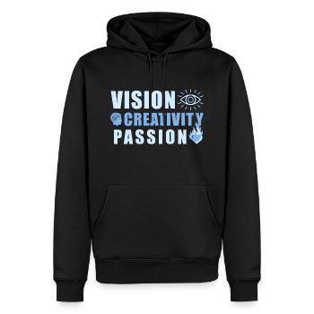 Vision Creativity Passion - Men’s Premium Organic Hoodie - black - Front - Nico (187cm)