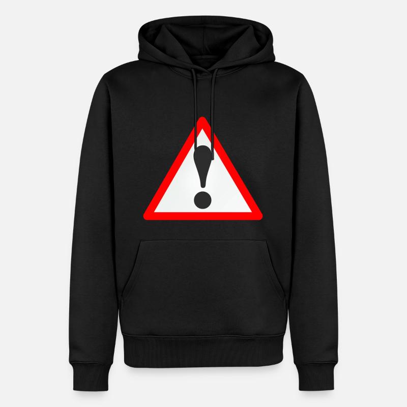 Warnschild/Ausrufezeichen /Warning/Attention - Männer Premium Bio Hoodie - Schwarz