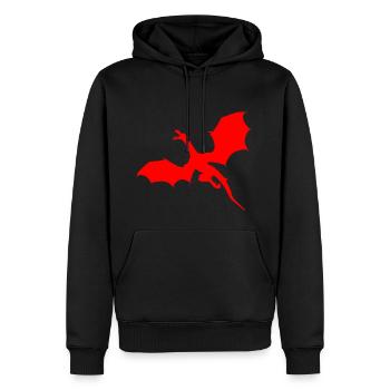 Rotes Drachen Motiv - Männer Premium Bio Hoodie - Schwarz - Vorne - Nico (187cm)