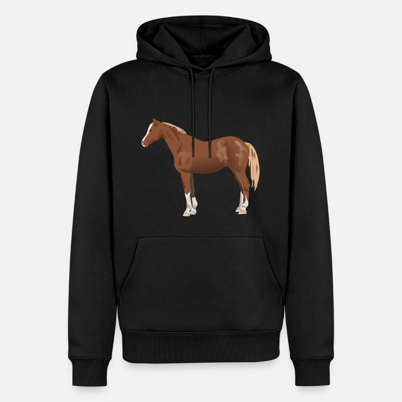 Pferd - Männer Premium Bio Hoodie - Schwarz