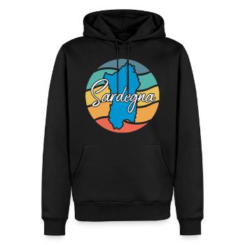 Sardinien Retro - Männer Premium Bio Hoodie - Schwarz - Vorne - Nico (187cm)