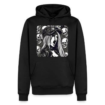 Cool Heavy Metal Woman avec Skulls Gothic - Sweat à capuche Premium bio Homme - noir - Devant - Nico (187cm)
