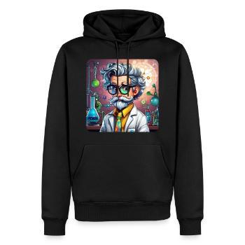 Verrückter Professor mit Brille und Kittel - Männer Premium Bio Hoodie - Schwarz - Vorne - Nico (187cm)