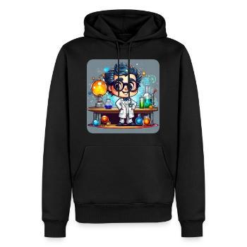Niedlicher Professor mit Brille im Labor - Männer Premium Bio Hoodie - Schwarz - Vorne - Nico (187cm)