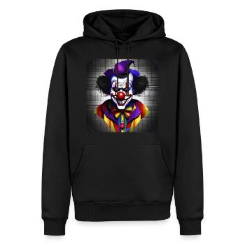 Clown d’horreur souriant maléfique au nez rouge - Sweat à capuche Premium bio Homme - noir - Devant - Nico (187cm)
