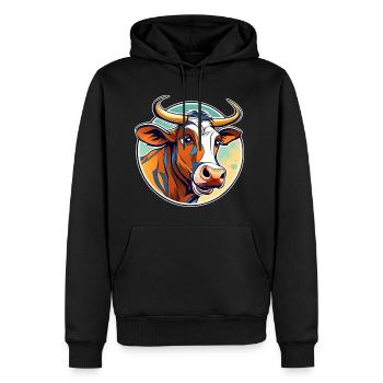 Verrückter niedlicher Stier - Männer Premium Bio Hoodie - Schwarz - Vorne - Nico (187cm)