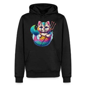 L’AVENTURE COLORÉE D’UN CHATON SIRÈNE, CHAT - Sweat à capuche Premium bio Homme - noir - Devant - Nico (187cm)