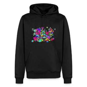 Abstrakte Kunst - Neuro Art LOVE IS CRAZY 5 - Männer Premium Bio Hoodie - Schwarz - Vorne - Nico (187cm)