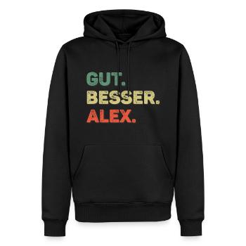 Alex Spruch Vorname Name Gut Besser Alex - Männer Premium Bio Hoodie - Schwarz - Vorne - Nico (187cm)