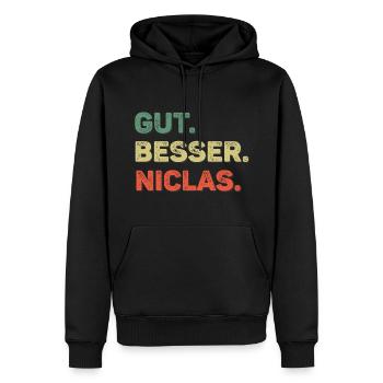 Niclas Spruch Vorname Name Gut Besser Niclas - Männer Premium Bio Hoodie - Schwarz - Vorne - Nico (187cm)