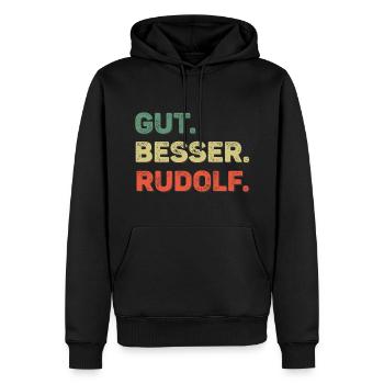 Rudolf Spruch Vorname Name Gut Besser Rudolf - Männer Premium Bio Hoodie - Schwarz - Vorne - Nico (187cm)