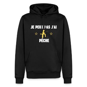 je peux pas j'ai pêche - Sweat à capuche Premium bio Homme - noir - Devant - Nico (187cm)