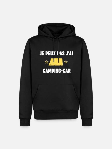 je peux pas j'ai camping car - Sweat à capuche Premium bio Homme - noir