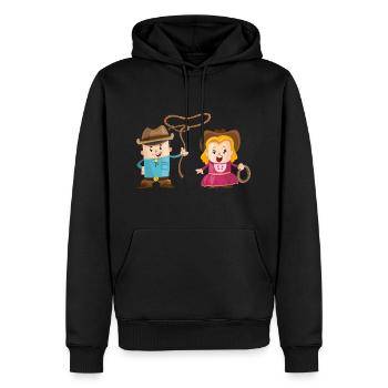 Cowboy avec une fille - Sweat à capuche Premium bio Homme - noir - Devant - Nico (187cm)