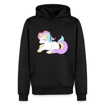licorne mignonne - Sweat à capuche Premium bio Homme - noir - Devant - Nico (187cm)