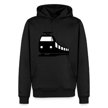 train - Sweat à capuche Premium bio Homme - noir - Devant - Nico (187cm)